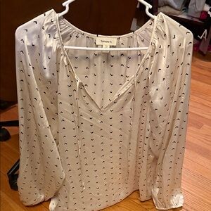 Cream Blouse with Black Pattern size large